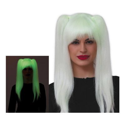 Blond UV Neon Peruk med Tofsar - One size