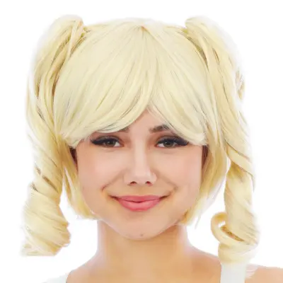 Kort Blond Peruk med Avtagbara Tofsar - One size