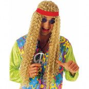 Lång Blond Hippie Peruk med Pannband