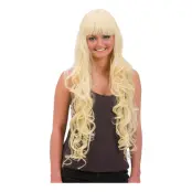 Lång Blond Lockig Deluxe Peruk - One size