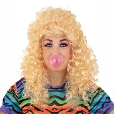 Lång Blond Lockig Peruk - One size