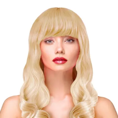Peruk Långt Vågigt Hår - Blond