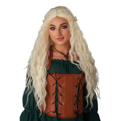 Renässans Dam Lång Blond Peruk - One size