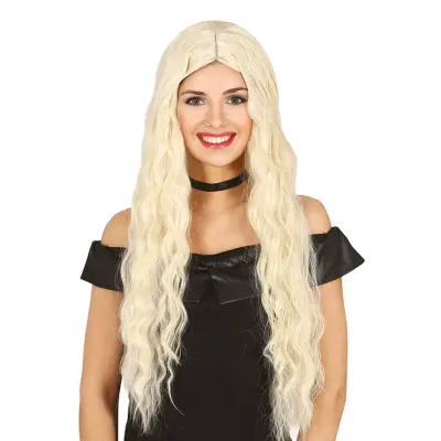 Vågig Blond Lång Peruk - One size