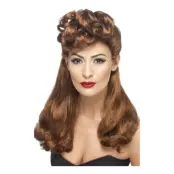 40-tals Vintage Brun Peruk - One size
