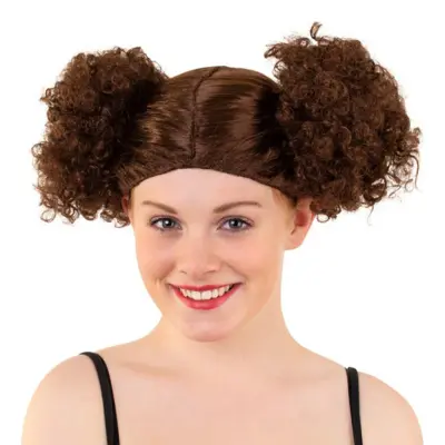 Brun Peruk med Puffar - One size