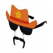 Cowboyglasögon med Brun Hatt och Mustasch