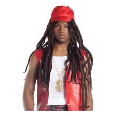 Hip Hop Peruk med Hatt