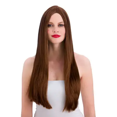 Lång Brun Peruk - One size