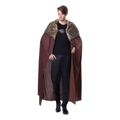 Medeltidscape Deluxe Brun med Päls - One size