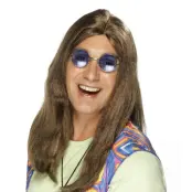 Neil Hippy Brun Peruk - One size