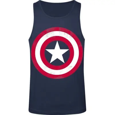 Captain America - Marvel Linnen - Shield Logo - S XXL - för Herr - marinblå
