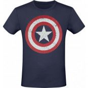 Captain America - Marvel T-shirt - Shield Logo - M XXL - för Herr - marinblå