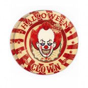 8 st Papperstallrikar 23 cm - Halloween Clown