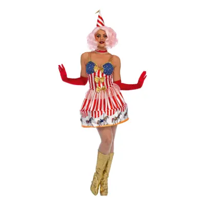 Clown Karusell Klänning Deluxe Maskeraddräkt - Medium