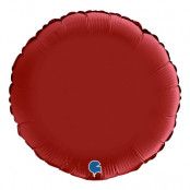 Folieballong Rund Satin Rubinröd - 91 cm