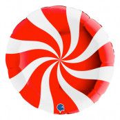 Folieballong Swirly Vit-Röd - 1-pack