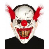 Grinande Clown Latexmask med Hår