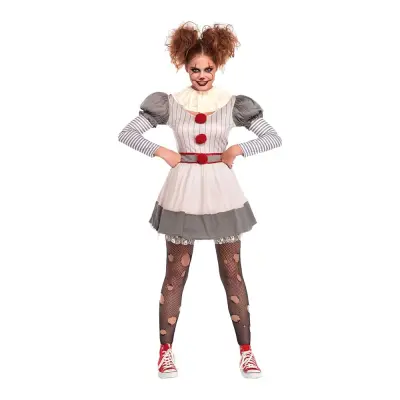 Kvinnlig Skräckclown Deluxe Maskeraddräkt - Small/Medium