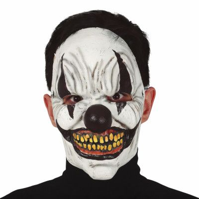 Läskig Clownmask Svart/Vit Latex