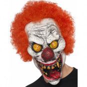 Missbildad Clownmask i Latex med Rött Hår