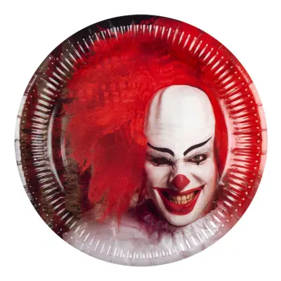 Papperstallrikar Skräckclown - 6-pack