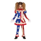 Patriotisk Clownflicka Barn Maskeraddräkt - X-Small