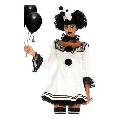 Pierrot Clown Dam Maskeraddräkt - Medium/Large