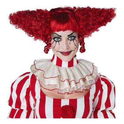 Röd Lockig Clownperuk - One size