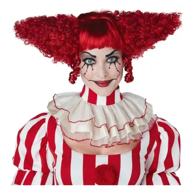 Röd Lockig Clownperuk - One size