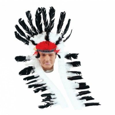 Amerikansk Indianskrud Svartvit - One size