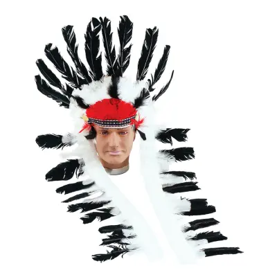 Amerikansk Indianskrud Svartvit - One size