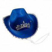 Blå Cowboyhatt med Tiara - One size