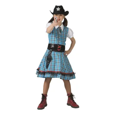 Cowboy Klänning Blå Barn Maskeraddräkt - Small