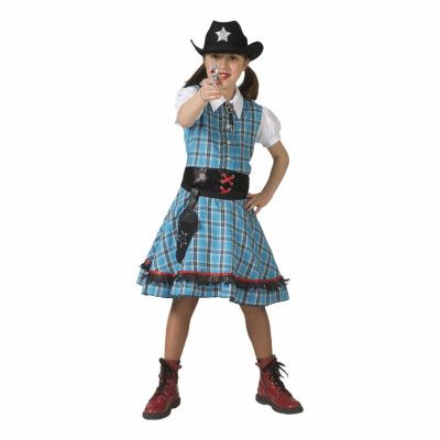 Cowboy Klänning Blå Barn Maskeraddräkt - X-Small
