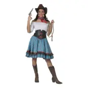 Cowboy Klänning Blå Maskeraddräkt - Small