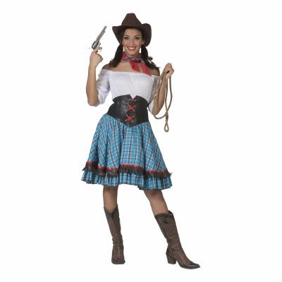 Cowboy Klänning Blå Maskeraddräkt - X-small