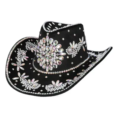 Cowboyhatt Crystal Svart - One size