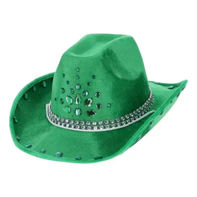 Cowboyhatt Grön med Stenar - One size