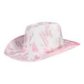 Cowboyhatt med Komönster Rosa/Vit - One size