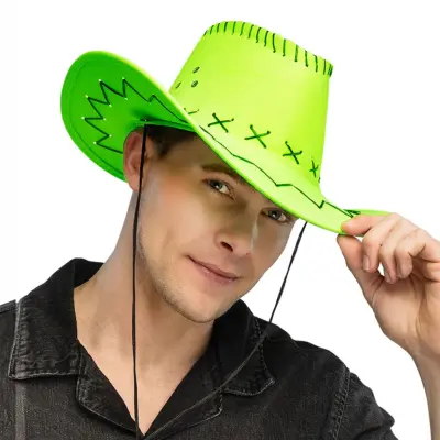 Cowboyhatt med Sömmar Neongrön - One size
