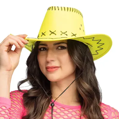 Cowboyhatt med Sömmar Neongul - One size
