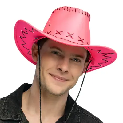 Cowboyhatt med Sömmar Neonrosa - One size