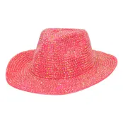 Cowboyhatt med Strass UV Neonrosa - One size