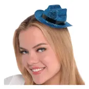 Cowboyhatt Mini Blå Glitter - One size