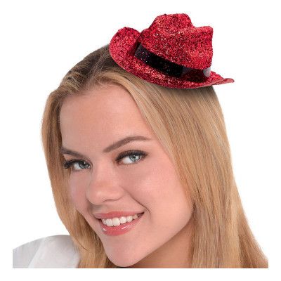 Cowboyhatt Mini Röd Glitter - One size
