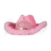 Cowboyhatt Rosa med Fluff - One size