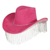 Cowboyhatt Rosa med Strass - One size