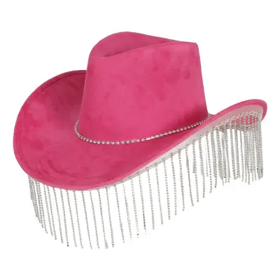 Cowboyhatt Rosa med Strass - One size