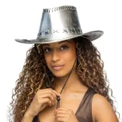 Cowboyhatt Silver med Sömmar - One size